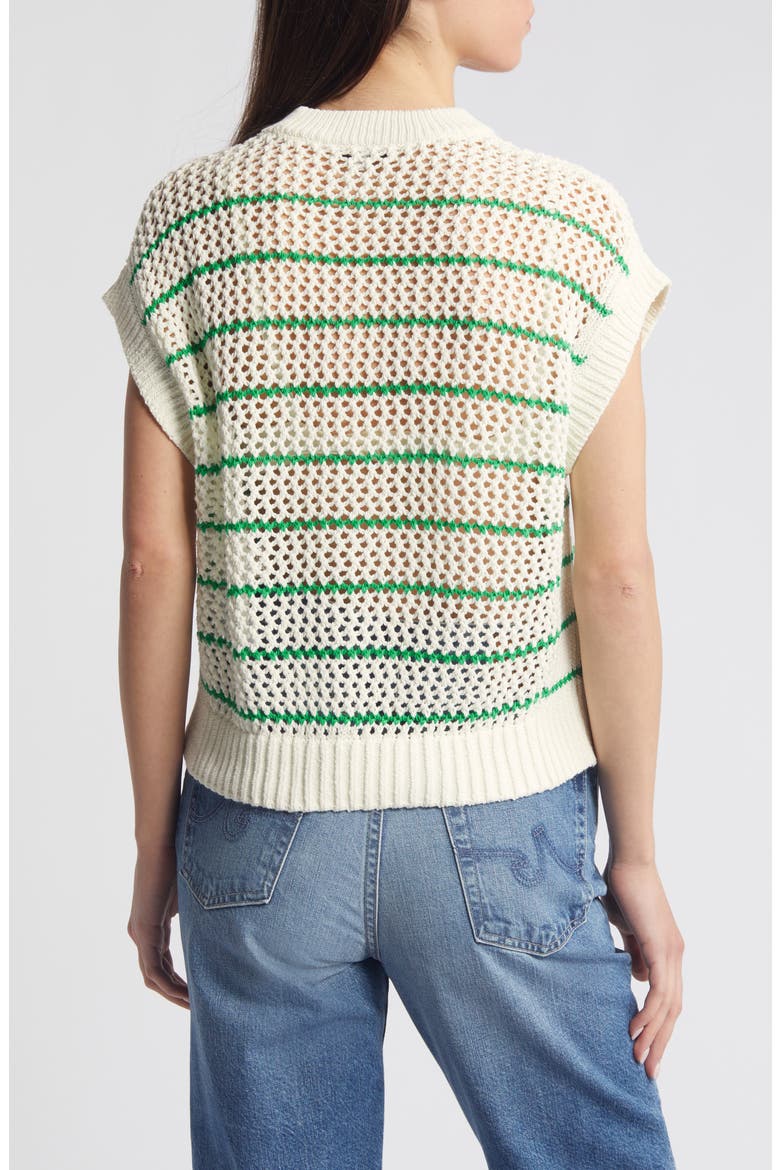 Stripe Open Stitch Sweater, Alternate, color, SPRING GREEN