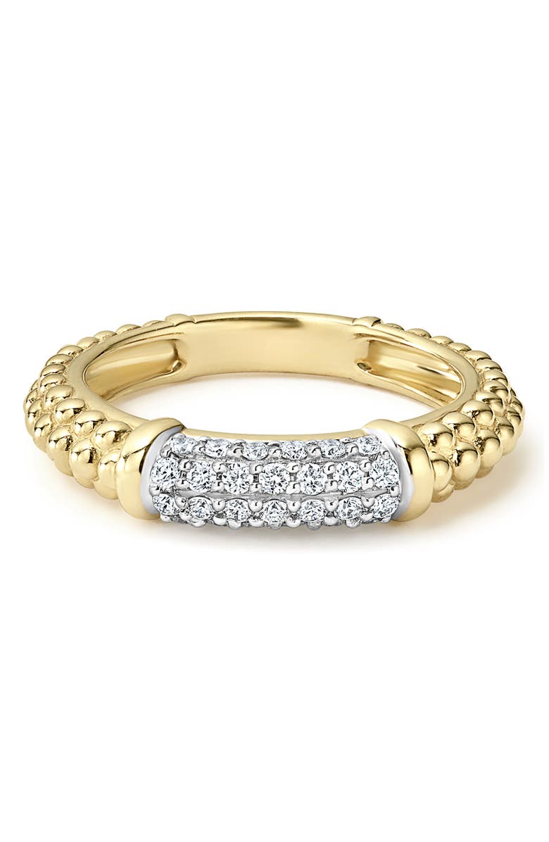 LAGOS Caviar 18K Gold & Diamond Pavé Stacking Ring, Alternate, color, Gold
