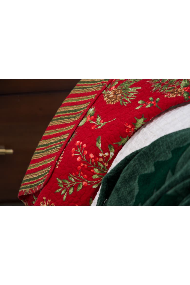 Maureen Floral Reversible King 3-Piece Quilt Bedding Set, Alternate, color, Red