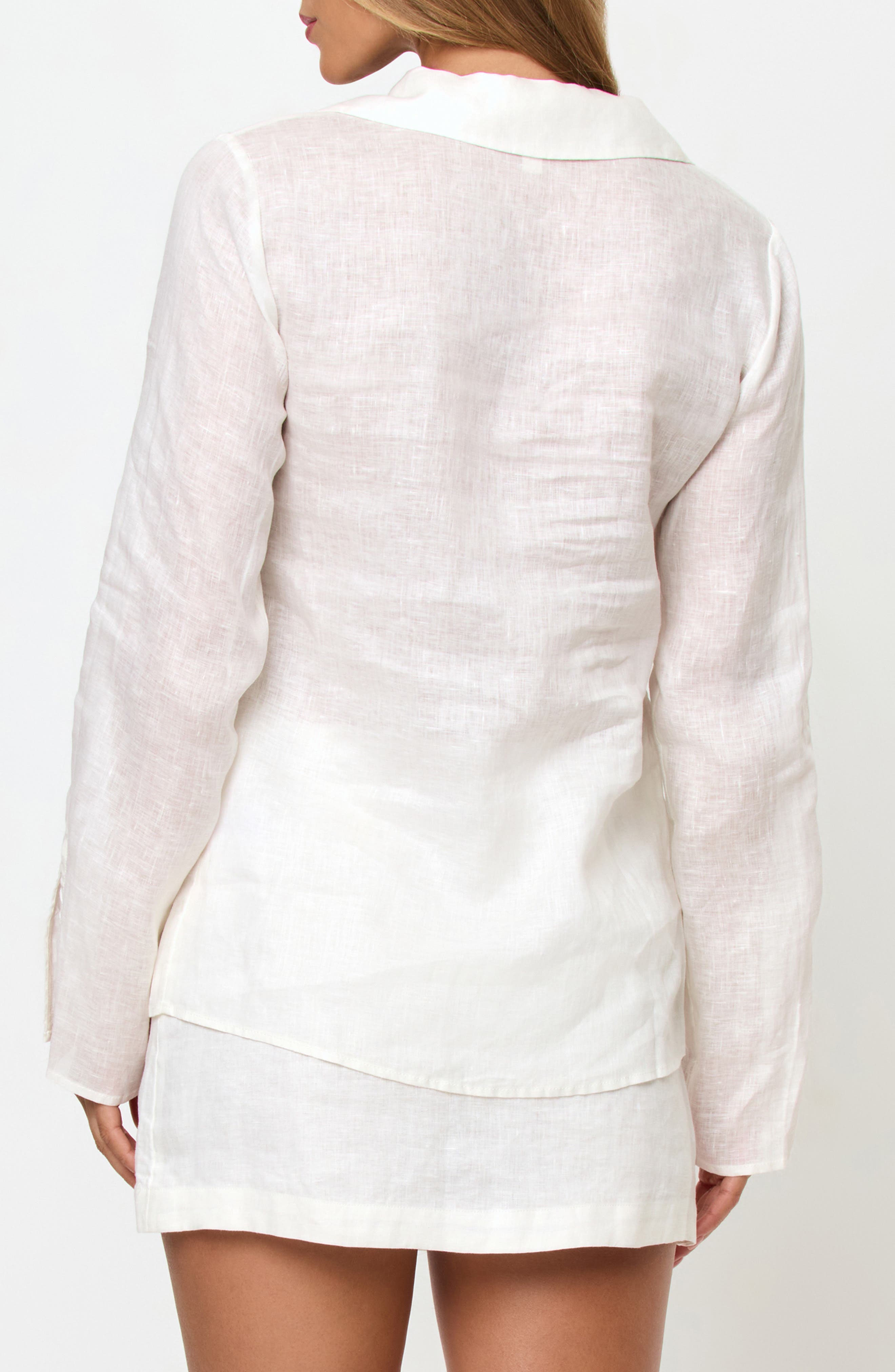 Venice Tie Front Linen Cover-Up Shirt - image 2