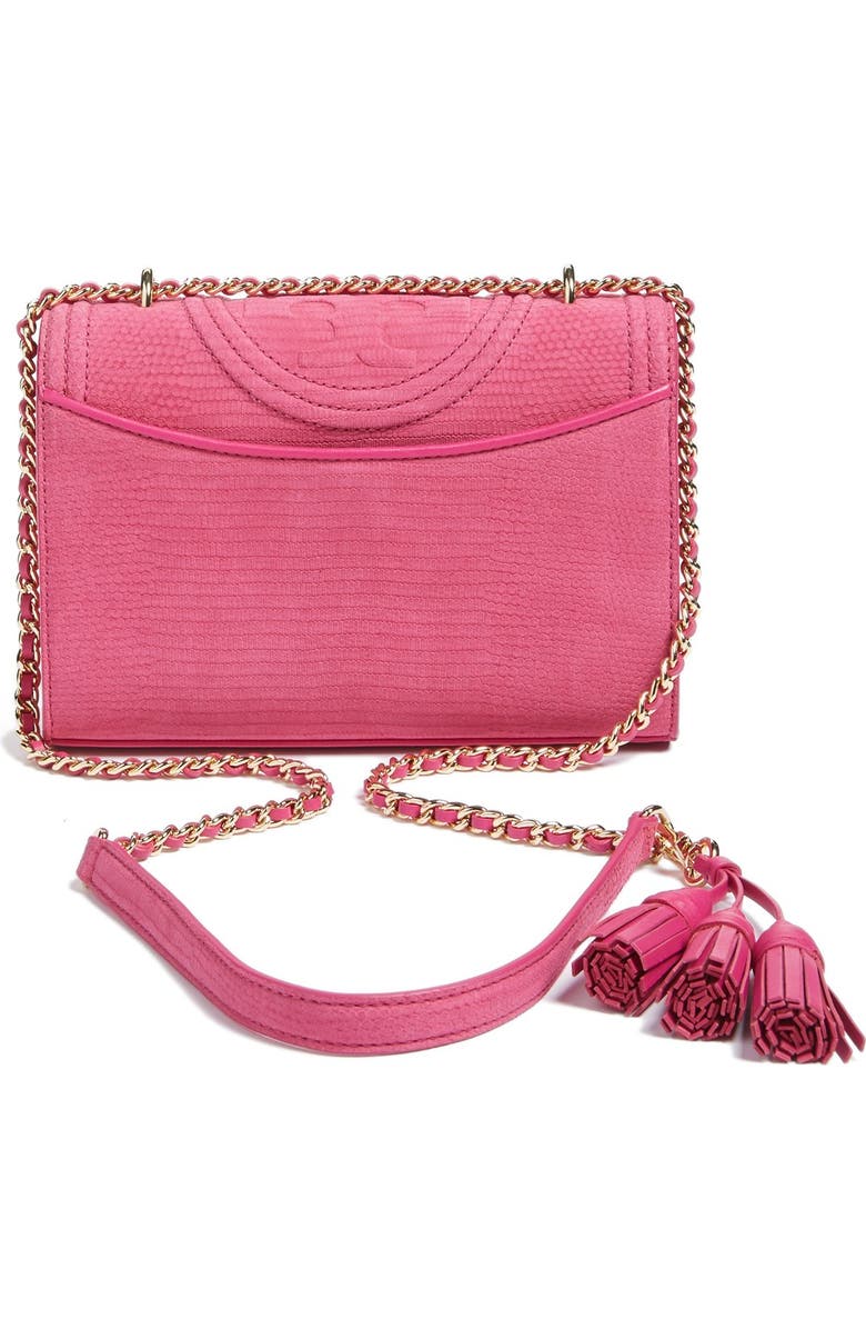 Tory Burch Small Fleming Snake Embossed Convertible Shoulder Bag, Alternate, color,