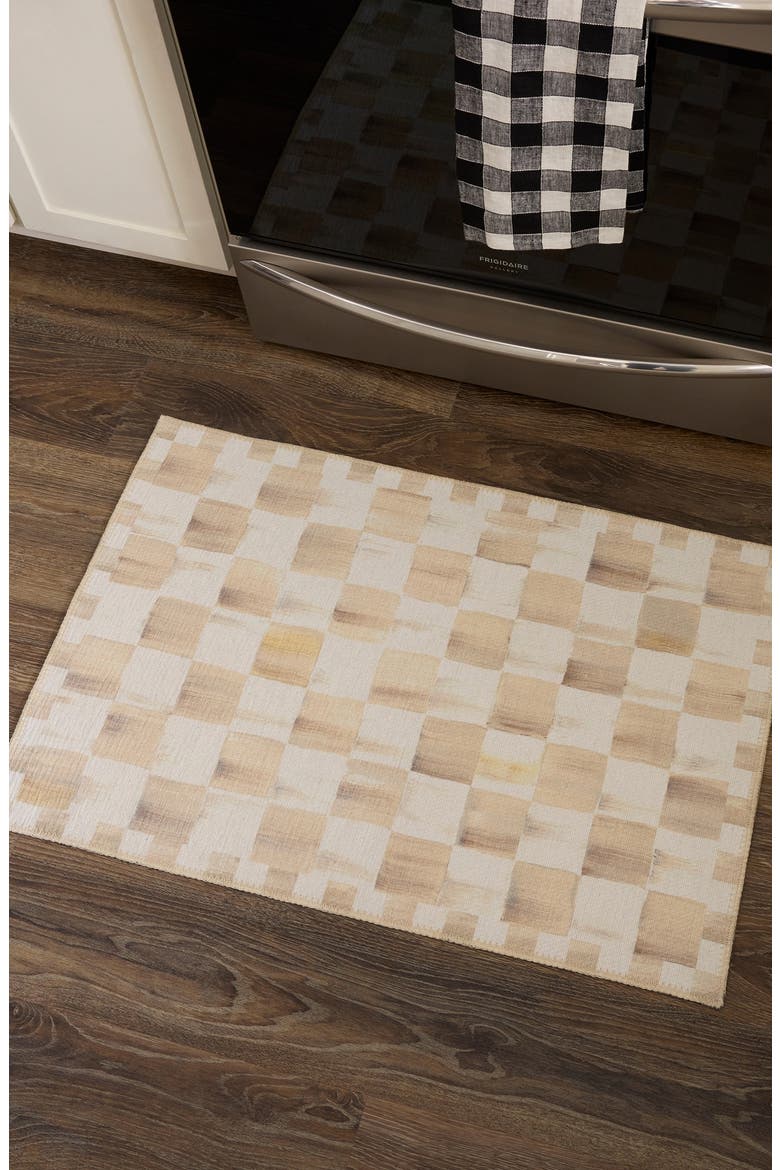 Mocha Checkerboard Machine Washable Rug, Alternate, color, MOCHA