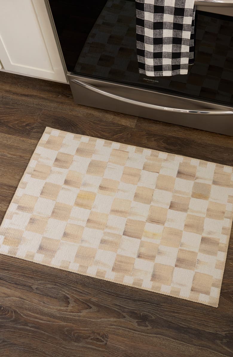 MACKENZIE CHILDS Mocha Checkerboard Machine Washable Rug, Alternate, color, Mocha