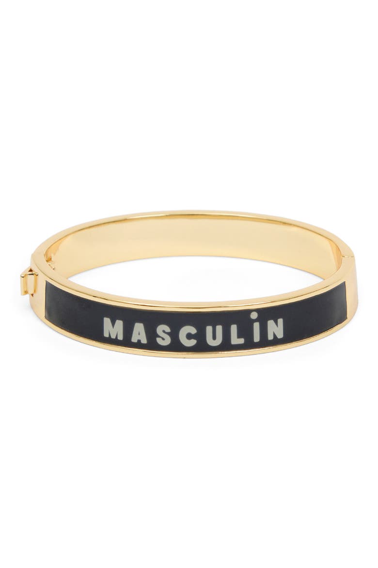 Masculin Féminin Enamel Bangle, Alternate, color, CREAM/ BLACK