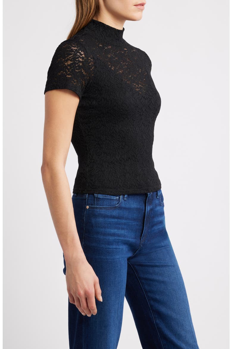 June Stretch Lace T-Shirt, Alternate, color, BLACK