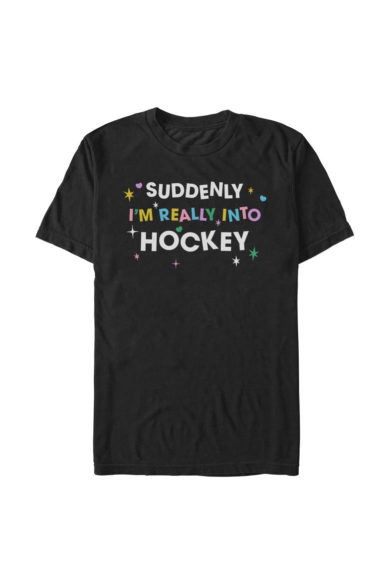 Men's Lost Gods Really Into Hockey Colors  Graphic T-Shirt, Main, color, Black