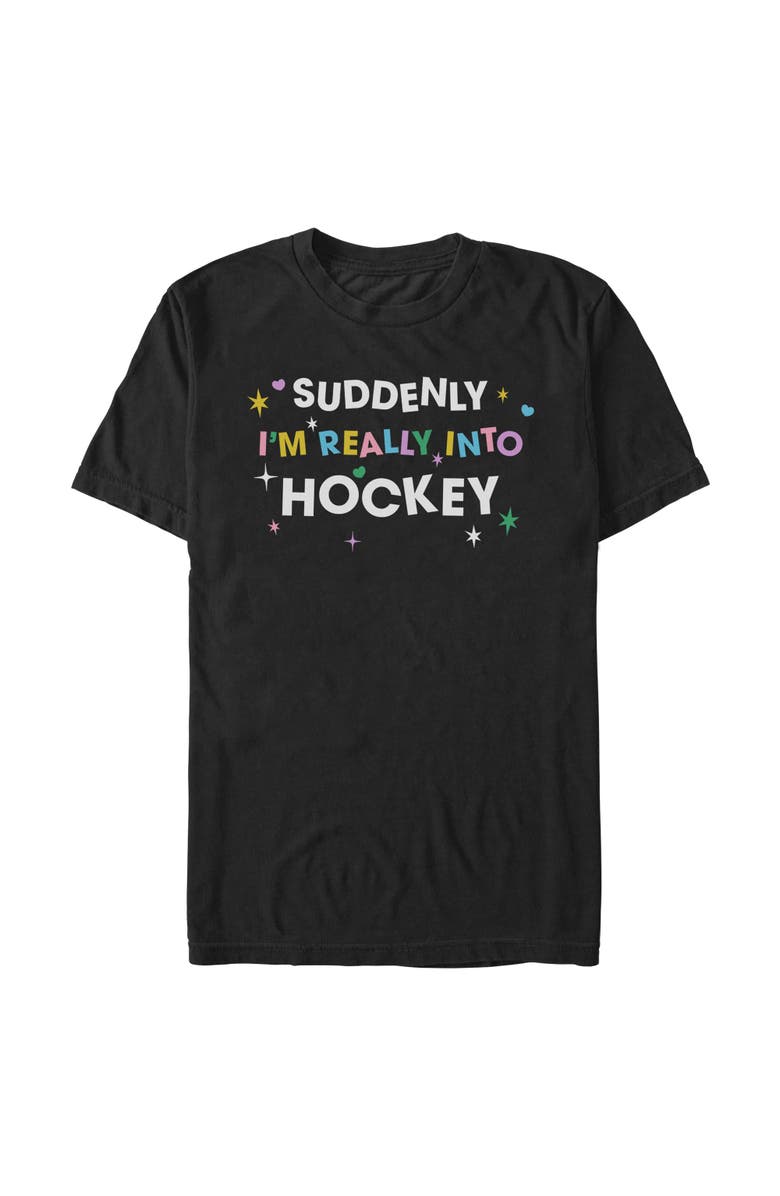 Lost Gods Men's Lost Gods Really Into Hockey Colors  Graphic T-Shirt, Main, color, Black