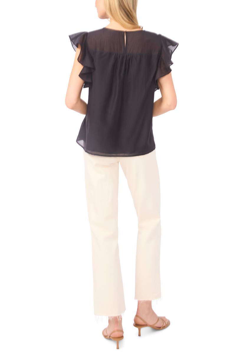 Ted Baker Flutter Sleeve Top, Alternate, color, Rich Black