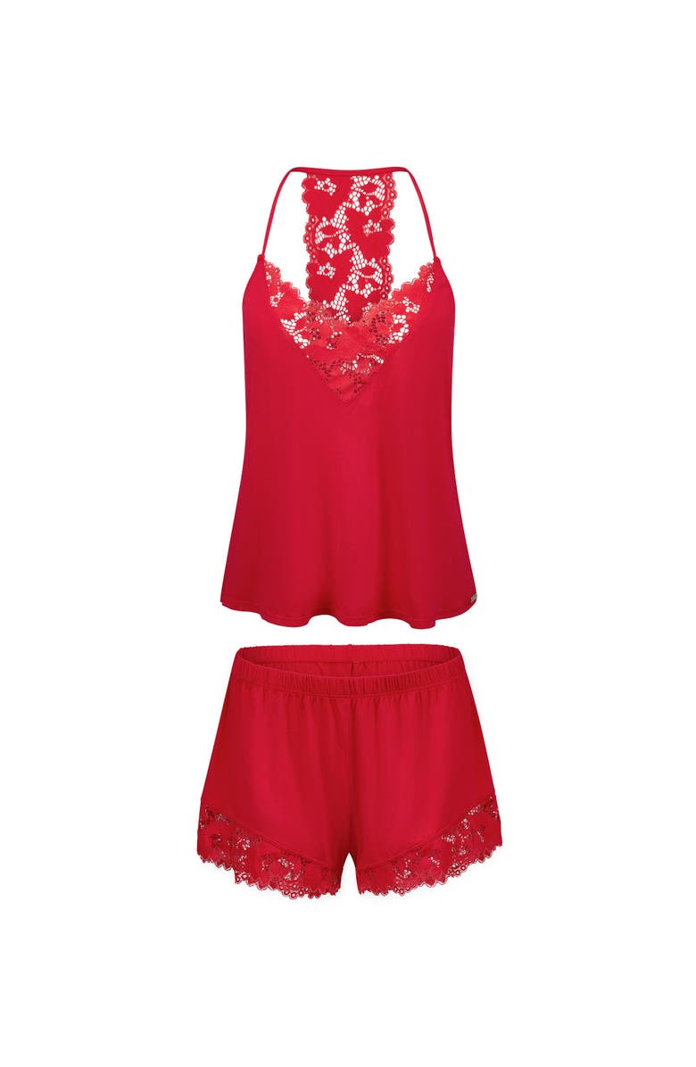 Adore Me Jacky Pajama Cami & Shorts Set, Alternate, color, Dark Red