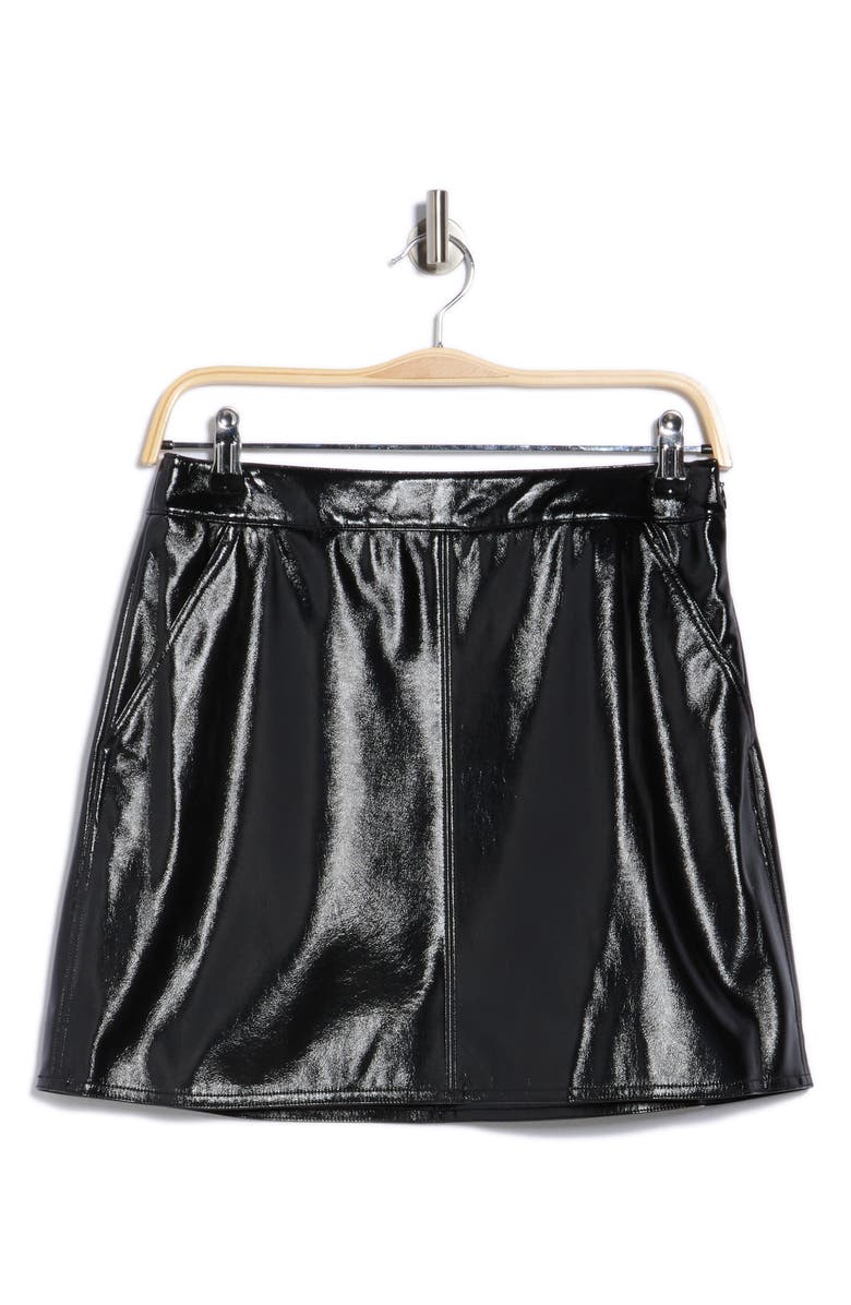 Theory Faux Leather Miniskirt, Alternate, color, Black
