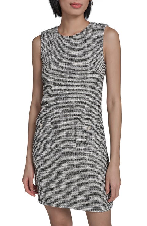 Metallic Tweed Shift Minidress