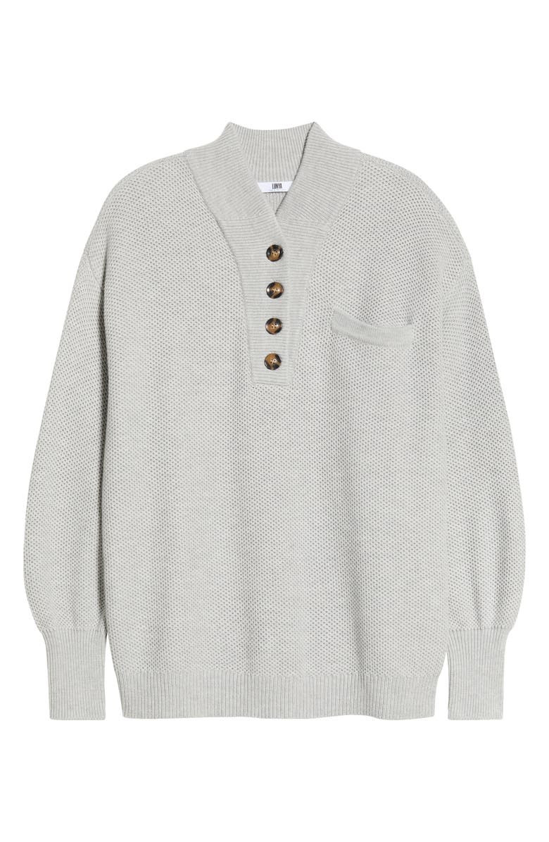 Lunya Cozy Cottonsilk<sup>™</sup> Pocket Henley Sweater, Main, color, Mellow Grey Heather