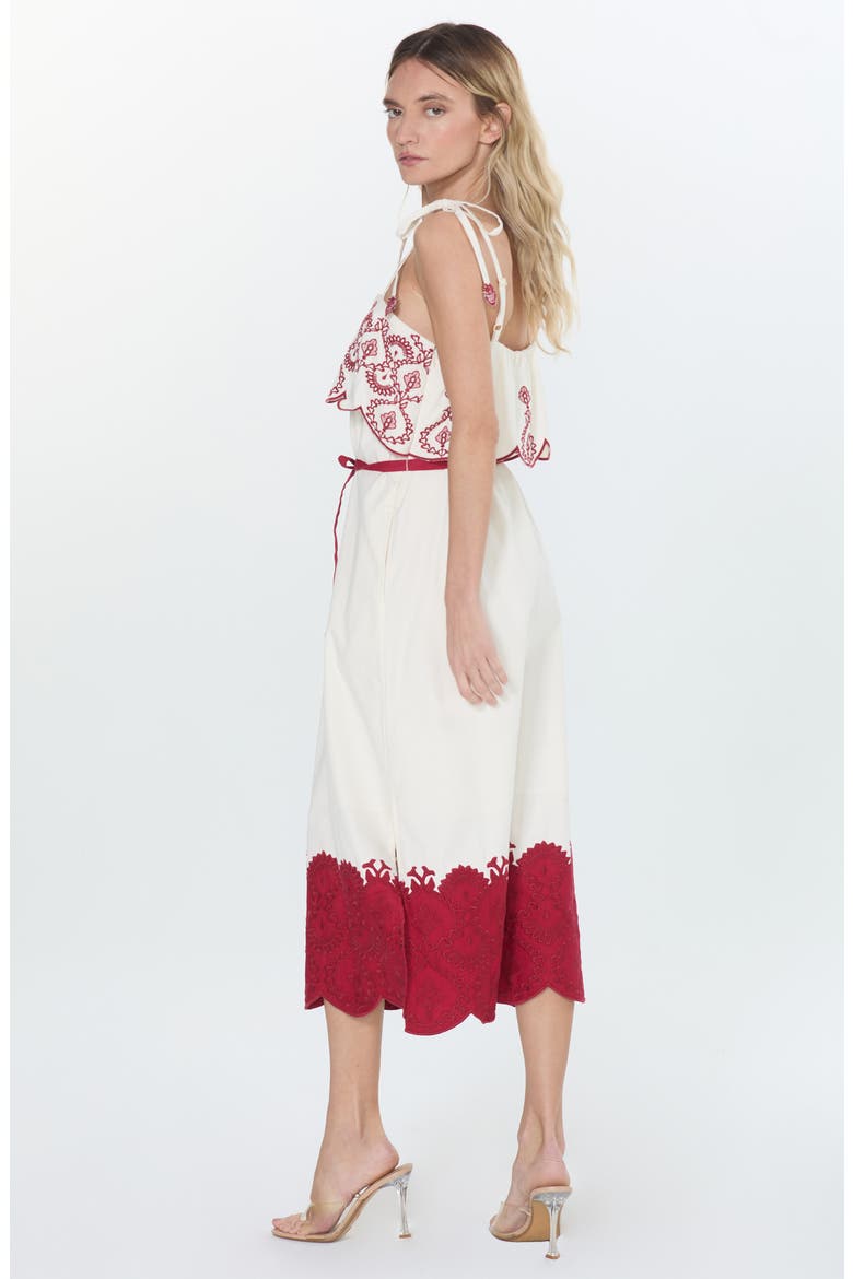 Nina Embroidered Scallop Sundress, Alternate, color, WHITE MULTI