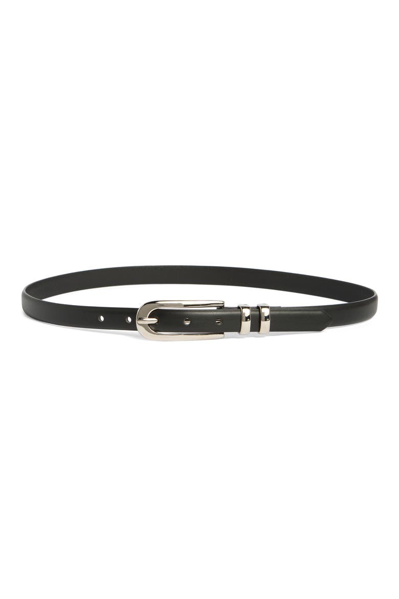 Faux Leather Skinny Belt, Main, color, BLACK