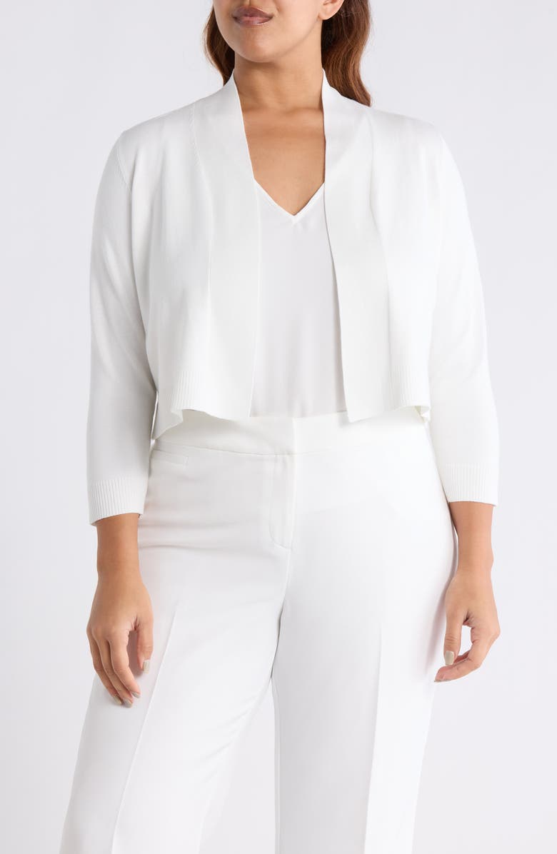 KASPER Kissing Front Crop Shrug, Main, color, Lily White