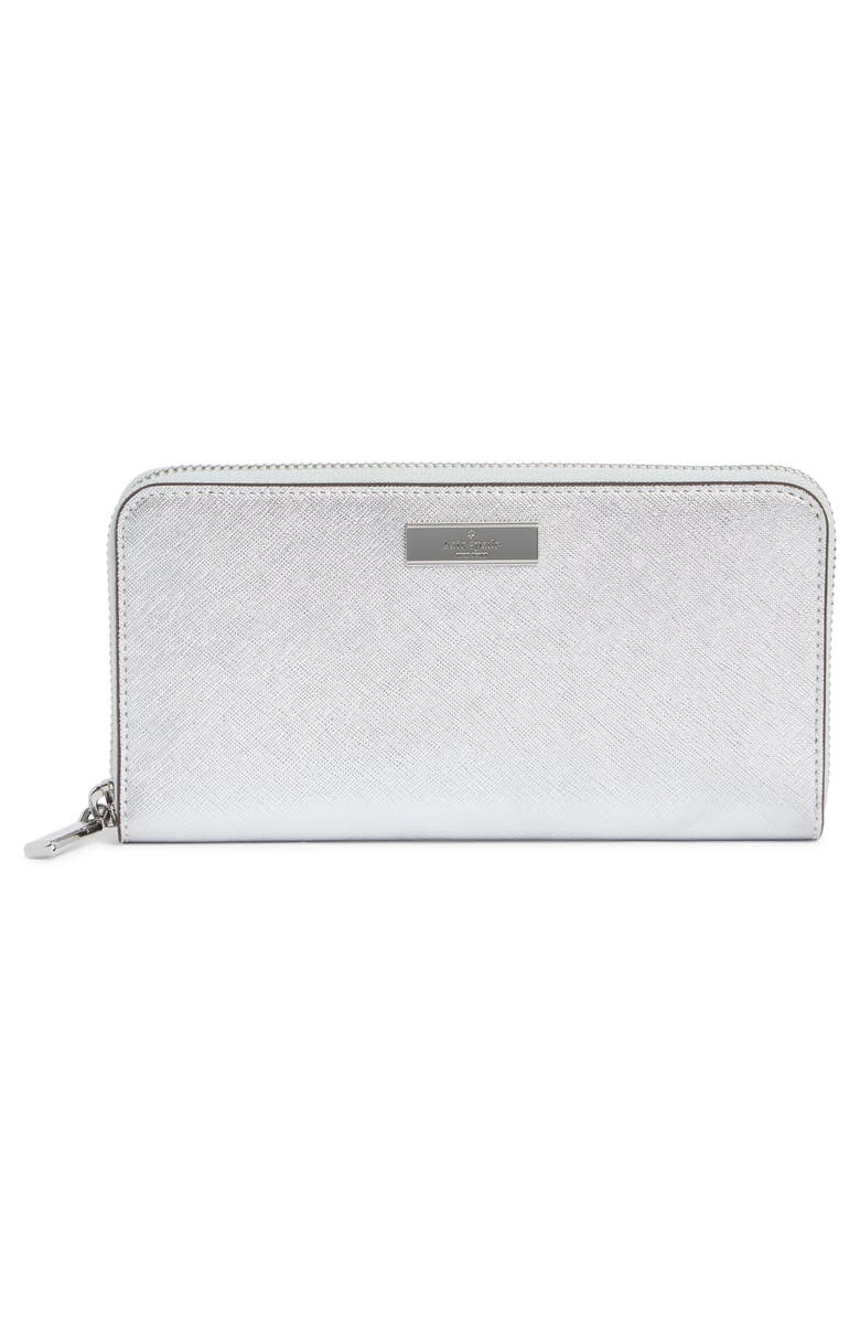 Kate Spade New York kenzie metallic leather wallet, Main, color, Lunar Light