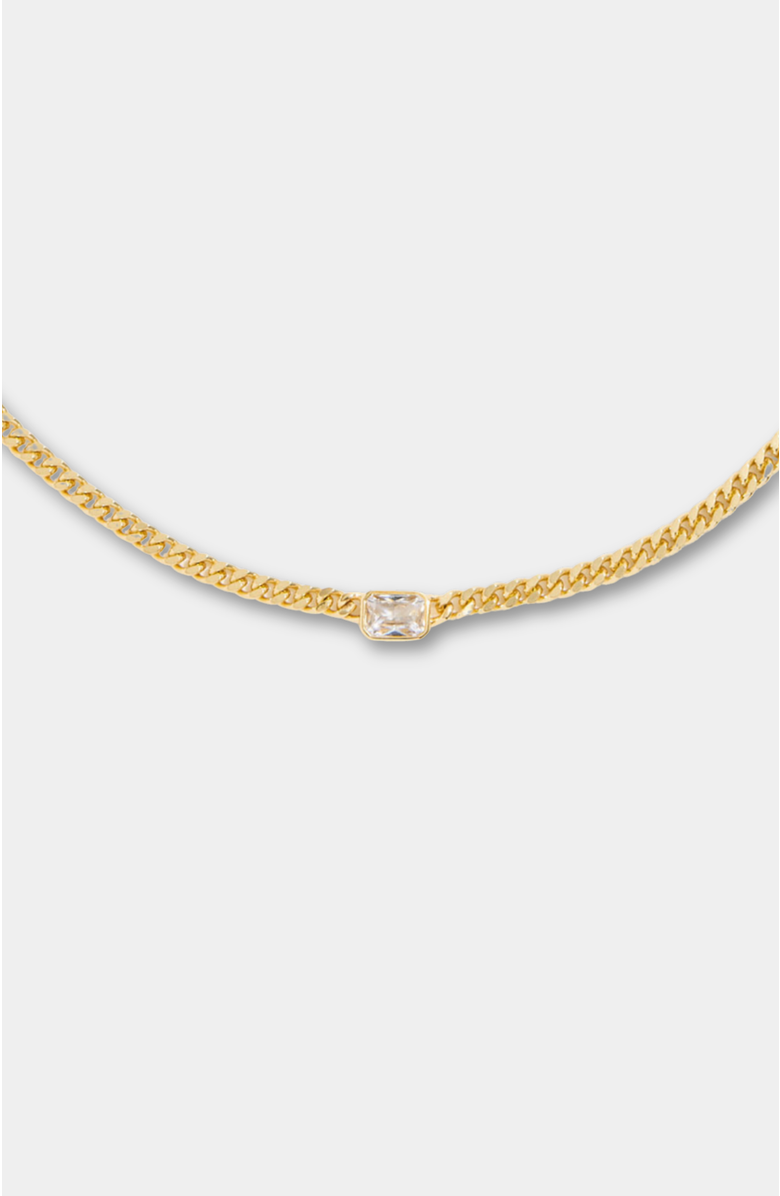 Stella & Dot Small Bezel Station Curb Chain Necklace, Main, color, Gold-Small