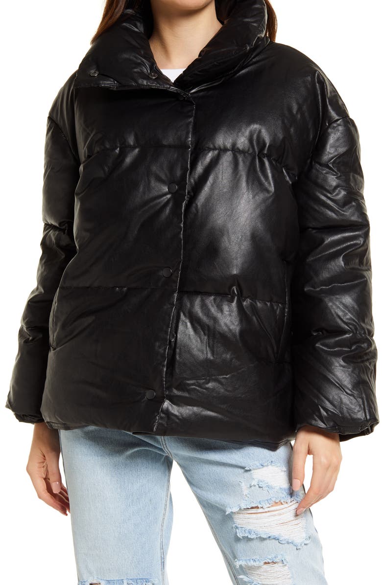 A V DENIM Vigoss Faux Leather Puffer Jacket, Alternate, color, 