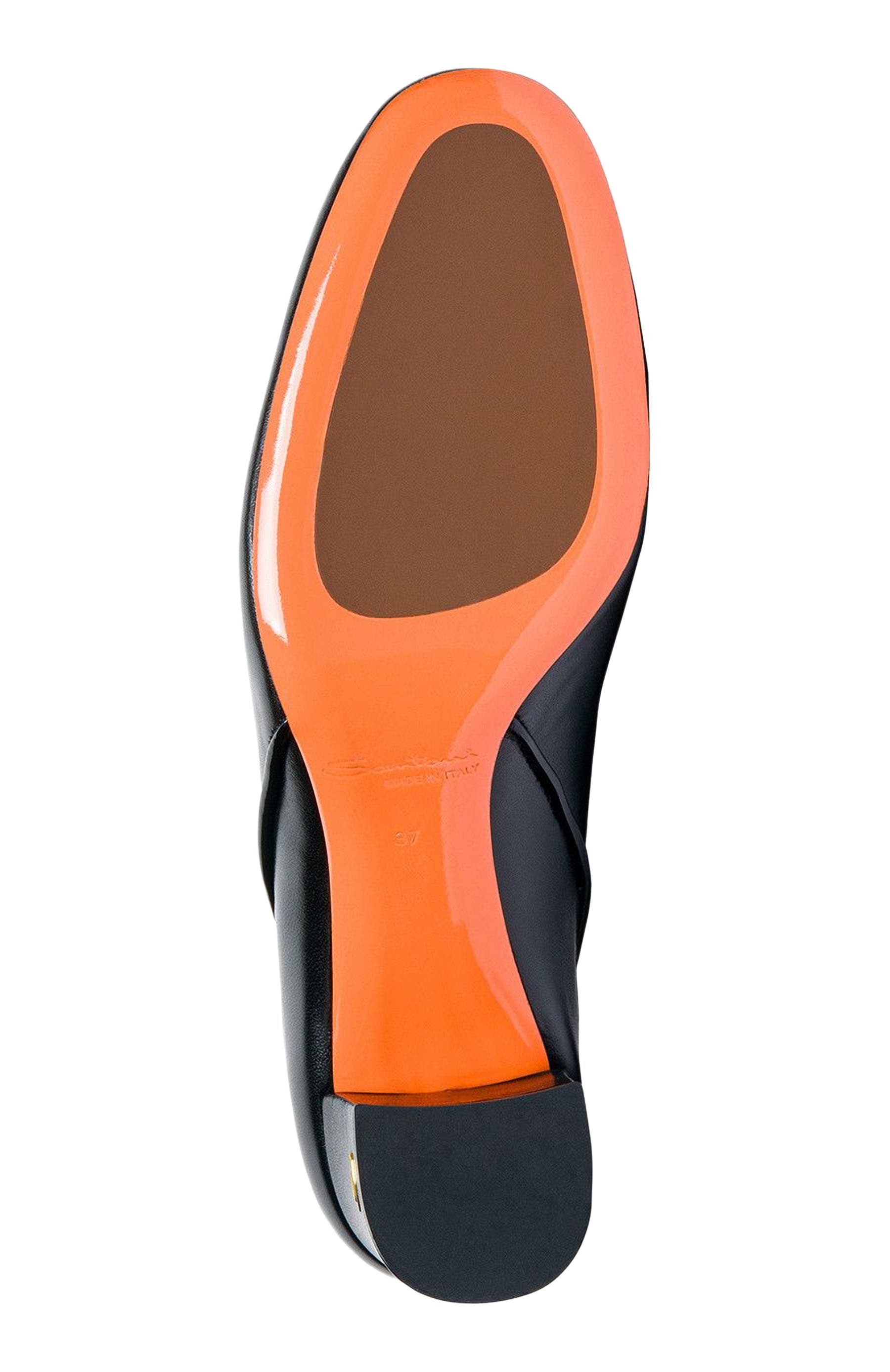 Santoni Women's leather mid-heel pump with almond toe and cut-out detail, Alternate, color, Black