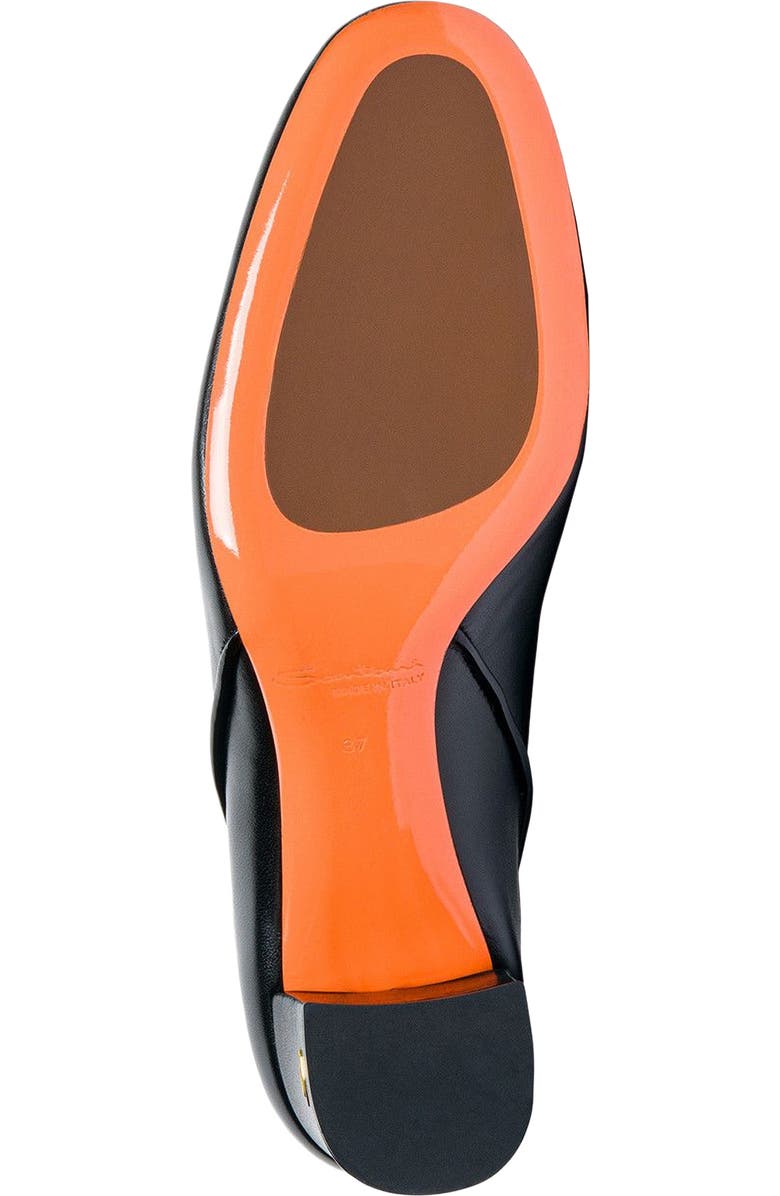 Santoni Women's leather mid-heel pump with almond toe and cut-out detail, Alternate, color, Black