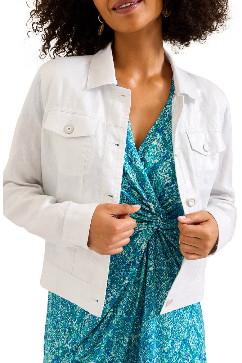 Two Palms Shimmer Linen Jacket, Main, color, WHITE