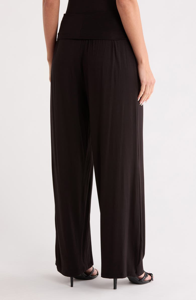 Renee C Folover Waist Jersey Pants, Alternate, color, Black