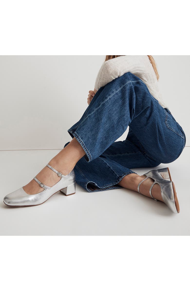 Madewell The Nettie Heeled Mary Jane, Alternate, color, Bright Silver