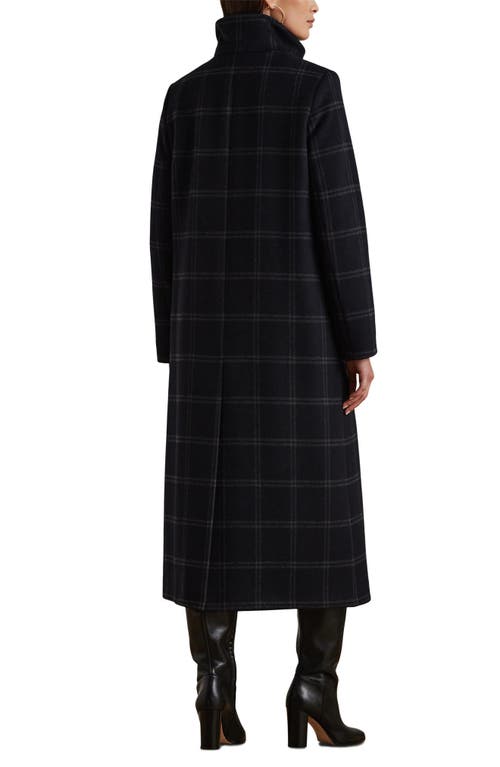 Ralph Lauren Lauren  Plaid Wool Blend Longline Coat In Black