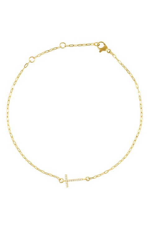 Pavé Cubic Zirconia Initial Anklet