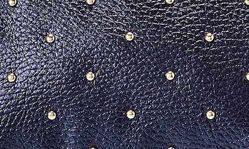 Persaman New York Studded Leather Clutch In Metallic Blue