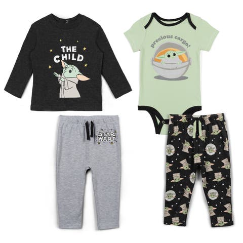 The Mandalorian Grogu 4-Piece Bodysuit Tee and Pants Set