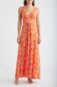 Loveappella Floral Sleeveless Jersey Maxi Dress