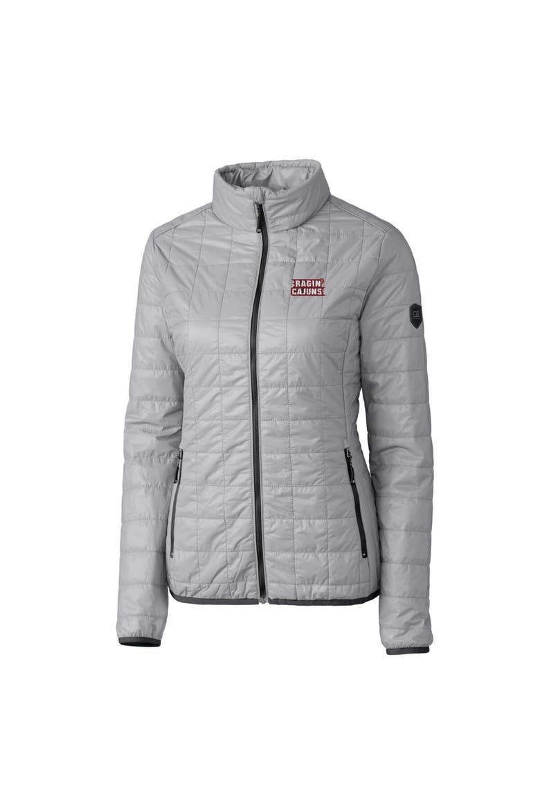 Women's Cutter & Buck Gray Louisiana Ragin' Cajuns Rainier Eco Insulated Puffer Full-Zip Jacket, Alternate, color, Gray
