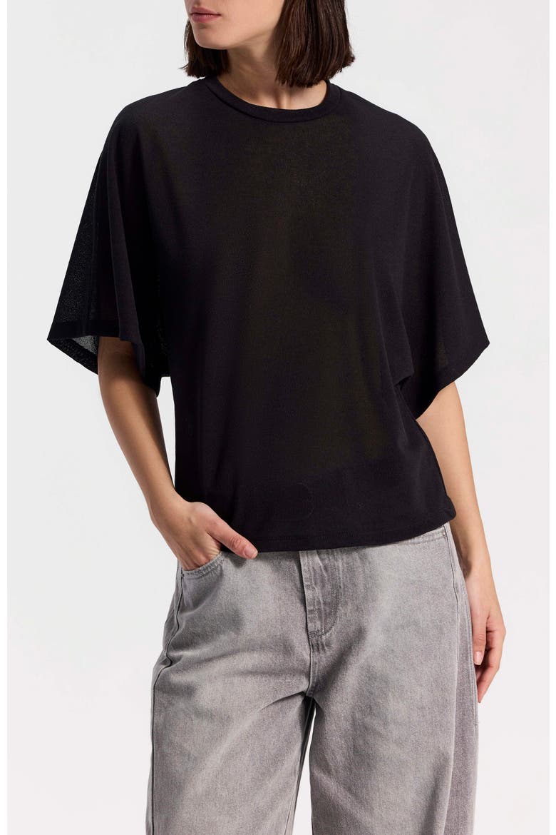 Short-Sleeve Batwing Top, Main, color, Black