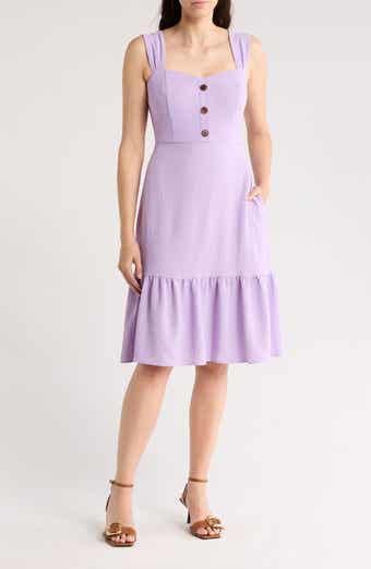 Eliza J Button Front A-Line Midi Dress