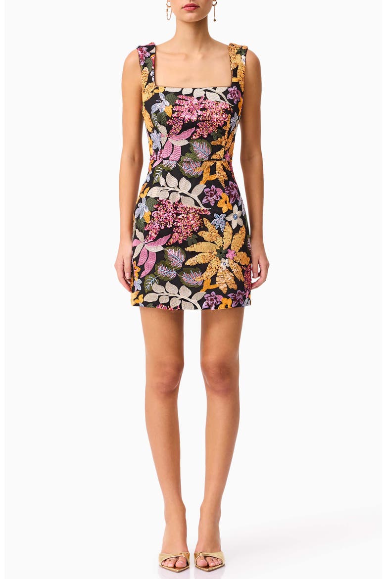 Kiran Floral Embellished Sleeveless Minidress, Main, color, BLACK MULTI