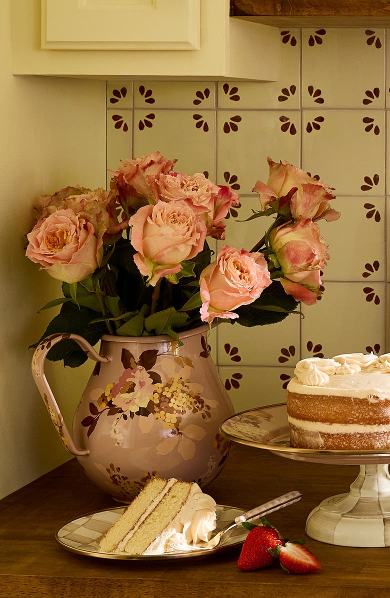 MACKENZIE CHILDS Wild Rose Mauve Enameled Steel 2-Quart Pitcher, Alternate, color, Mauve