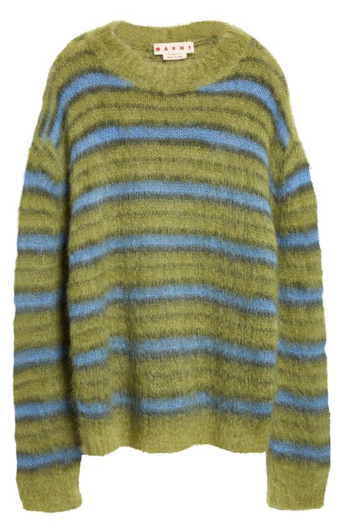 Marni Mens Acid Fuzzy Wuzzy Striped Wool-blend Jumper In Green