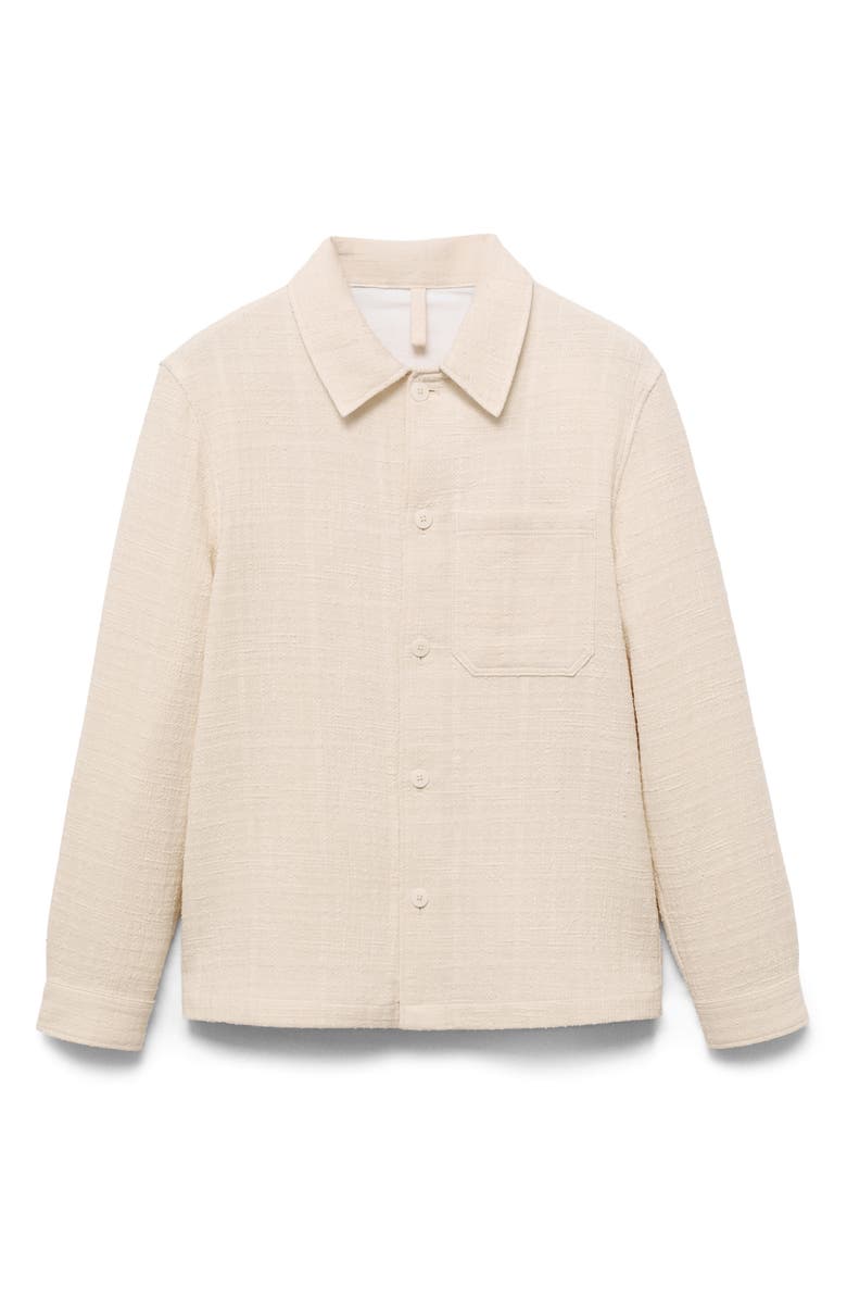 MANGO Structured Cotton Blend Overshirt, Alternate, color, Ivory White