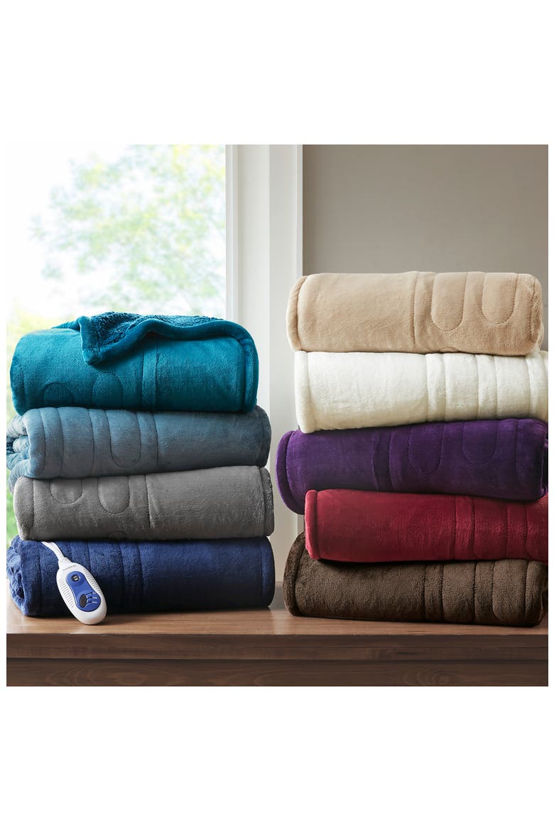 Heated Microlight Reverse To Berber Throw Blanket, Alternate, color, BEIGE