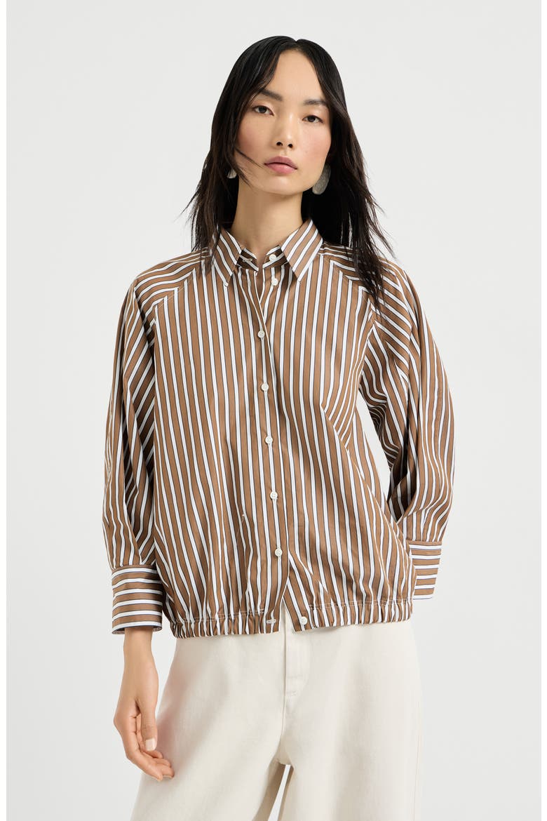 Shadow stripe poplin shirt, Main, color, Brown
