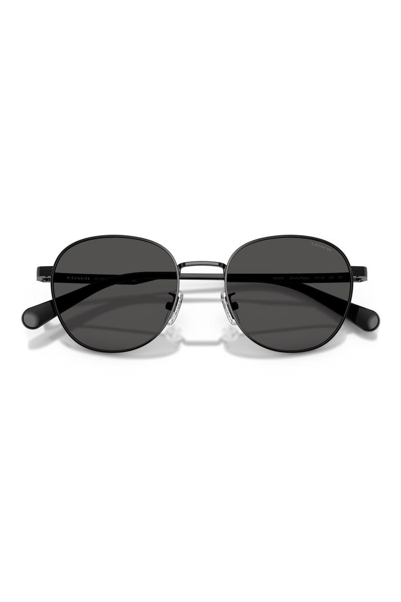 51mm Round Sunglasses, Alternate, color, SHINY BLACK / GREY SOLID
