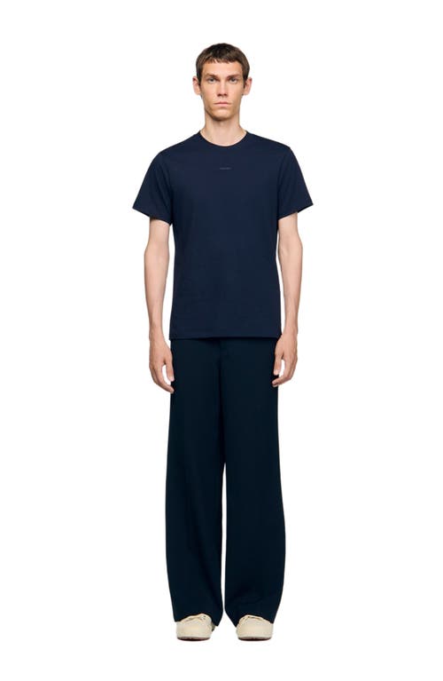Sandro Cotton T-shirt With Logo In Blue