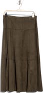 Elie Tahari A-Line Faux Suede Midi Skirt