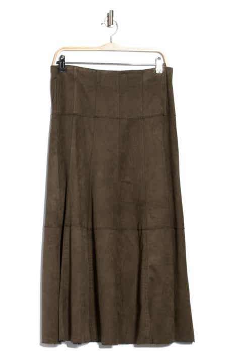 A-Line Faux Suede Midi Skirt