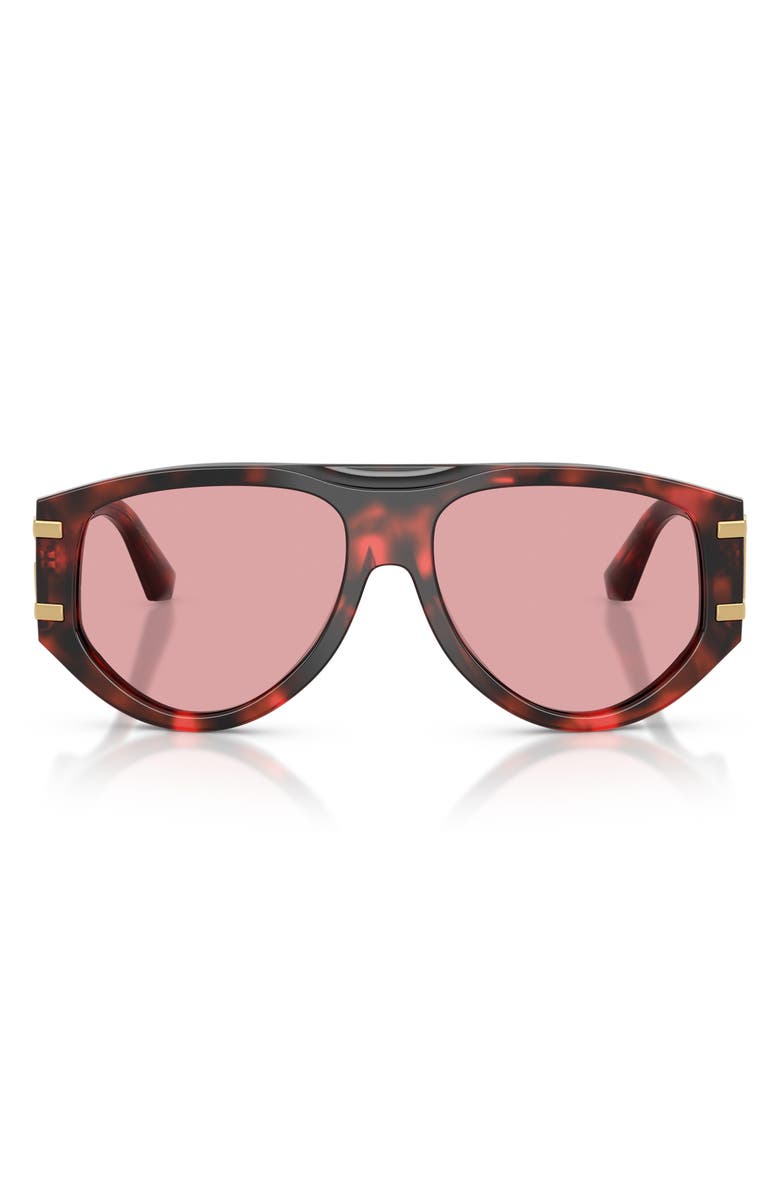 Dolce&Gabbana 57mm Pilot Sunglasses, Main, color, Red Havana / Light Violet