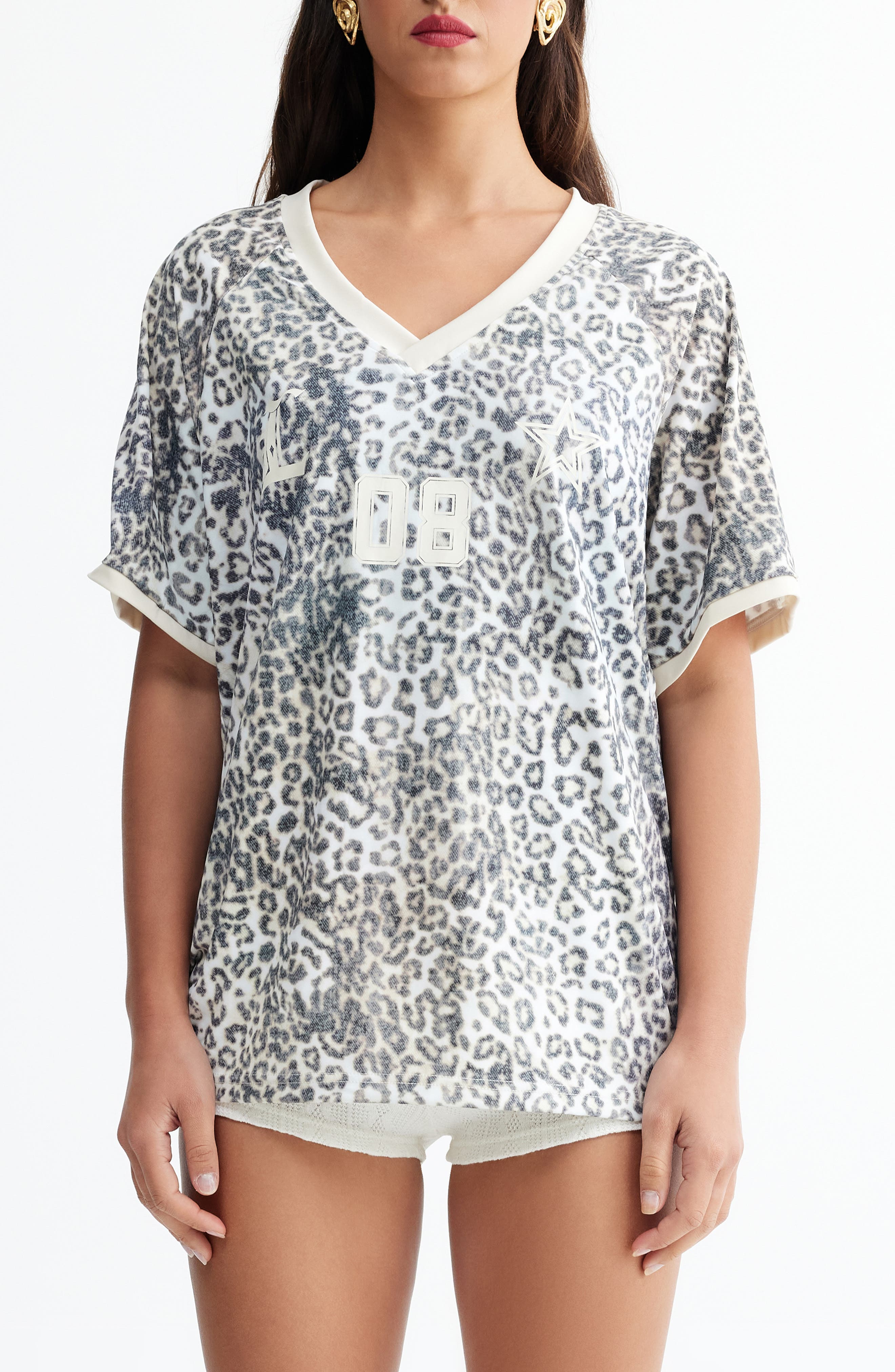 LIONESS Spectate Leopard Print Top in Leopard Fade 
