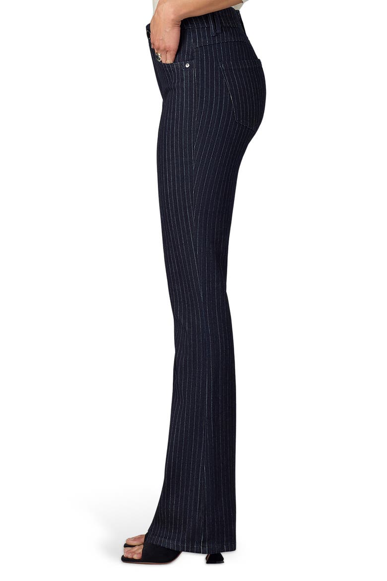 Brittany Pinstriped High Waist Itty Bitty Bootcut Jeans, Alternate, color, INDIGO