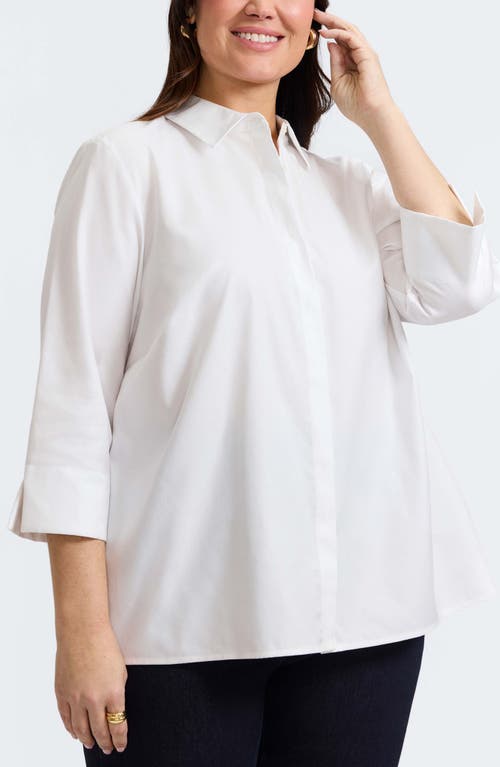 Foxcroft Beatrice Side Button Shirt In White