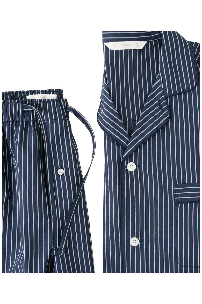 Stripe Cotton Pajamas, Alternate, color, NAVY